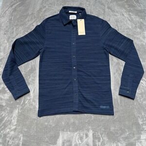 Scotch & Soda Shirt Mens Small Blue Space Dyed Button Up Long Sleeve Knit Polo